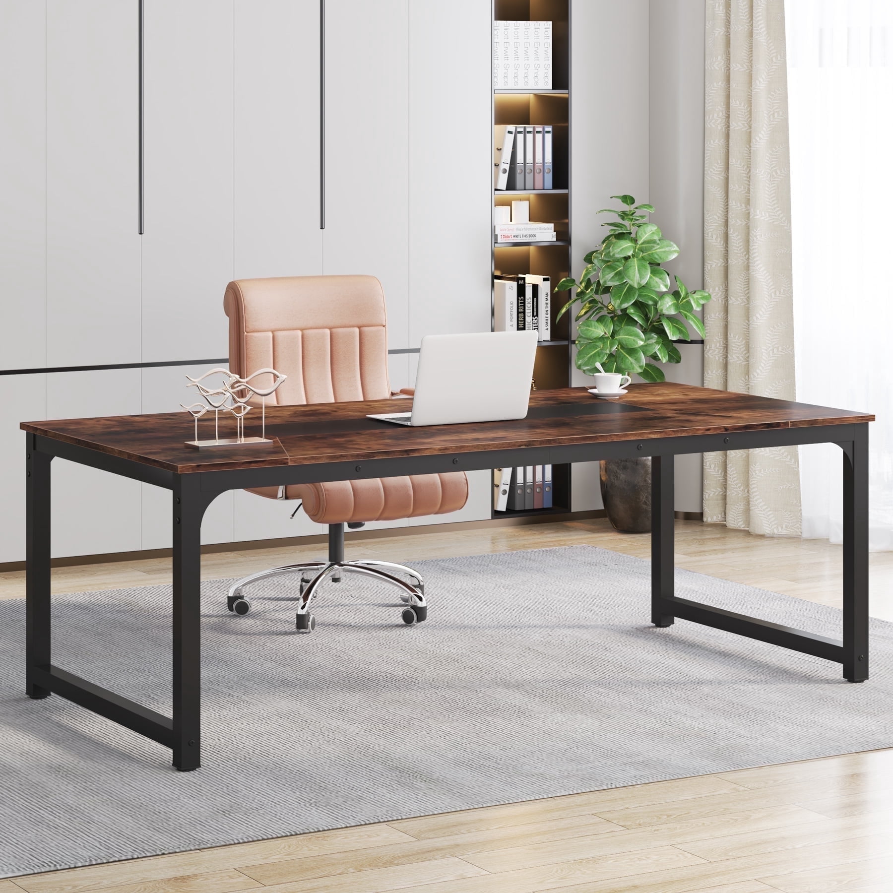 Tribesigns 78.7 Inch Large Computer Table, Modern Sturdy Writing Desk for Home Office, Rustic Brown