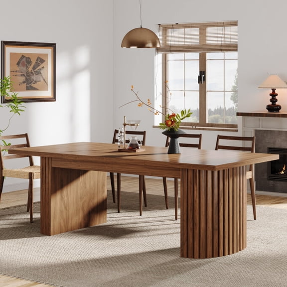 Tribesigns 78.7" Long Dining Table, Farmhouse Rectangular Kitchen Table for 6-8 People, for Dining Room, Kitchen, Living Room (Dark Walnut)