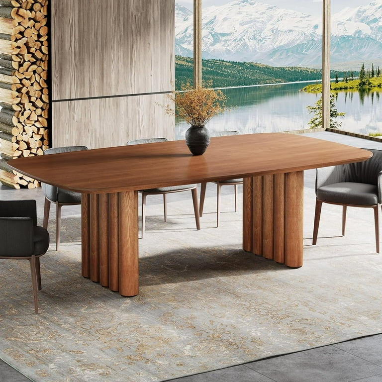 Finmind Mid-Century Modern Solid Wood Dining Table, for 8-10 - Main Image