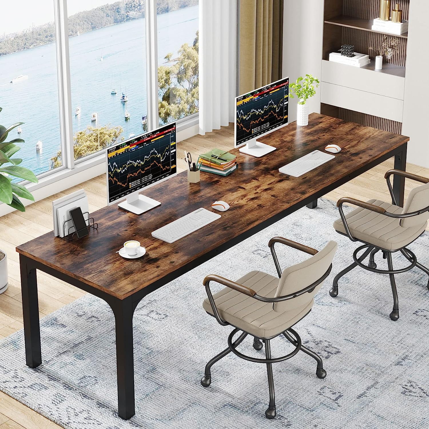 Tribesigns 78.7 Inch Extra Long Computer Desk Double Workstation for Home Office