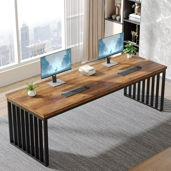Tribesigns 78.74" Extra Long 2 Person Desk, Double Long Desk with Heavy Duty Metal Frame, Double Computer Desk Workstation for Home Office (Without Chair)