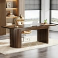 thumbnail image 1 of Tribesigns 78.74" Extra Long Executive Desk, Large Computer Office Desk with Wooden Double Pedestal, Rustic Farmhouse Study Writing Table Workstation for Home Office (Walnut), 1 of 5
