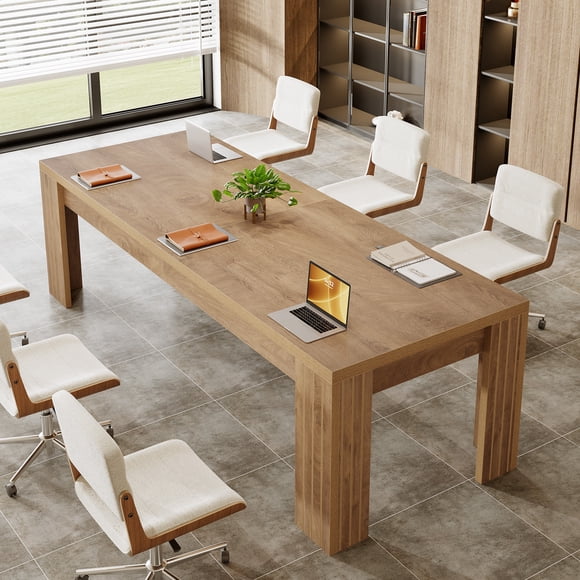 Tribesigns 6.5 ft Conference Table, 78.74 Inch Long Rectangular Meeting Table for 6-8 People for Working, Office, Conference Room, Rustic Brown