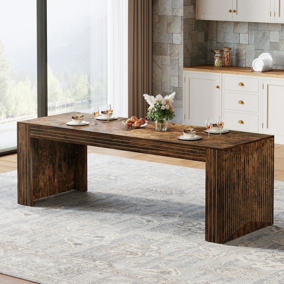 Tribesigns 78.74-Inch Extra Long Dining Table for 6-8,Farmhouse Kitchen Table with Large Tabletop,Vintage Brown