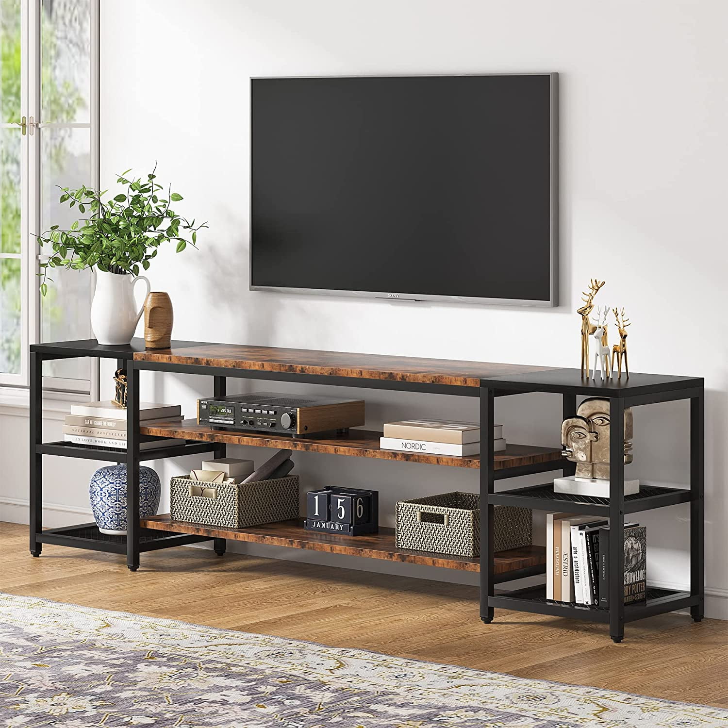 Tribesigns 78 Inch Industrial TV Stand for 85 Inch TVs, 3-Tier