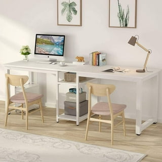 Tangkula 2 Person Computer Desk, 79 Inch Double Workstation Desk with  Storage Cubes and Adjustable Foot Pads, Extra Large & Sturdy Writing Table  for