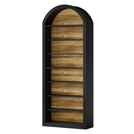 Tribesigns 79.5" Black Arched Bookshelf, Modern Tall Arched Bookcase with Storage Shelves, 8-Tier Floor Standing Open Display Shelving Unit for Living Room, Bedroom, Home Office (Black)