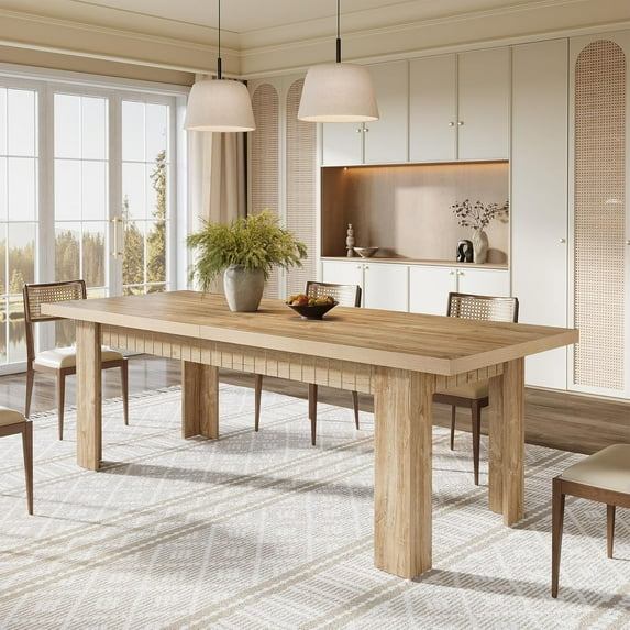 Tribesigns 79" Extra Long Dining Table, Farmhouse Wooden Dinner Table, Rectangular Kitchen Table for 6-8 People