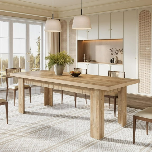 Tribesigns 79" Extra Long Dining Table, Farmhouse Wooden Dinner Table, Rectangular Kitchen Table for 6-8 People