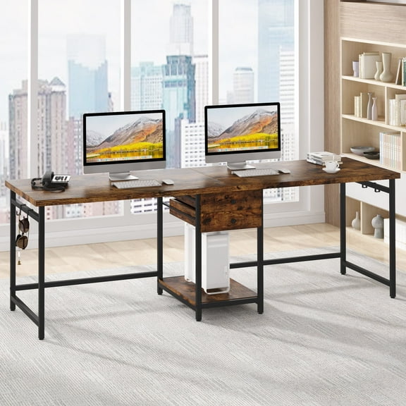 Tribesigns 79 Inch Extra Long Desk，Two Person Desk Long Computer Desk with 2 Drawers
