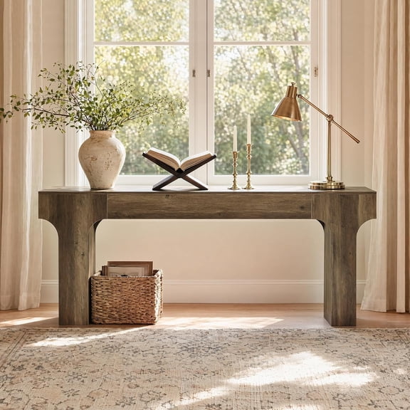 Tribesigns 79-Inch Long Sofa Console Table, Farmhouse Entry Table with Arched Design for Living Room, Hallway