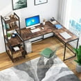 thumbnail image 1 of Tribesigns 79" Reversible L-Shape Industrial Desk with 5-Tier Storage Shelves, 1 of 5