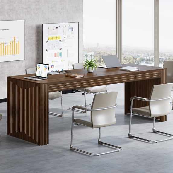 Tribesigns78.74-inch Extra Long Conference Table, Large Meeting Table with Spacious Worktop, for Office Conference Room, Easy Assembly, Dark Walnut