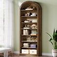 thumbnail image 1 of Tribesigns 8-Tier Bookcase, 78.7" Tall Bookshelf with Arched Top, Large Freestanding Wooden Open Bookcase Bookshelf, Modern Display Book Shelf for Living Room, Bedroom, Office, Library, Vintage Brown, 1 of 16