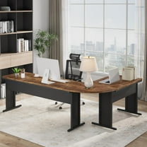Tribesigns 83-In L-Shaped Executive Desk, Modern Reversible Office Computer Desk for Home Office (Brown)