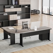 Tribesigns 83 Inch L-Shaped Office Desk, Large Executive Computer Desk with 3-Drawer File Cabinet, Industrial Corner Desk with Storage Drawers, Business Furniture Work Desk for Home Office Gray
