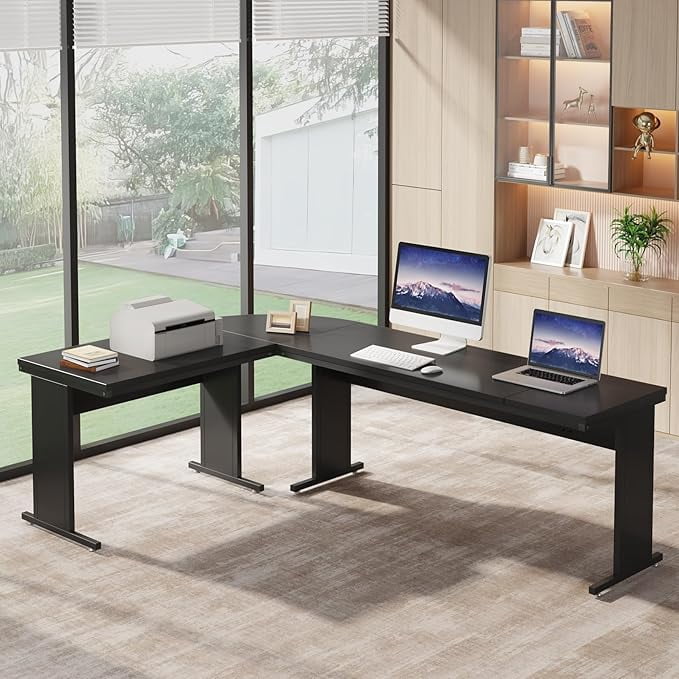 Tribesigns 83-Inch Large L Shaped Desk, Modern Reversible Executive Office Desk for Home Office (Black)