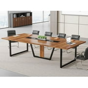 Tribesigns 8FT Conference Table, Large Meeting Table/Podcast Table for 10 People, Business Style Wooden Training Table with Strong Metal Frame for Office Conference