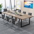 thumbnail image 1 of Tribesigns 8FT Conference Table, Large Meeting Table/Podcast Table for 10 People, Business Style Wooden Training Table with Strong Metal Frame for Office Conference, 1 of 7