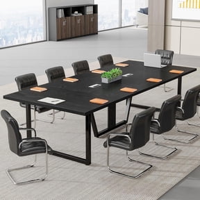 Tribesigns 8FT Conference Table, Large Meeting Table/Podcast Table for 10 People, Business Style Wooden Training Table with Strong Metal Frame for Office Conference