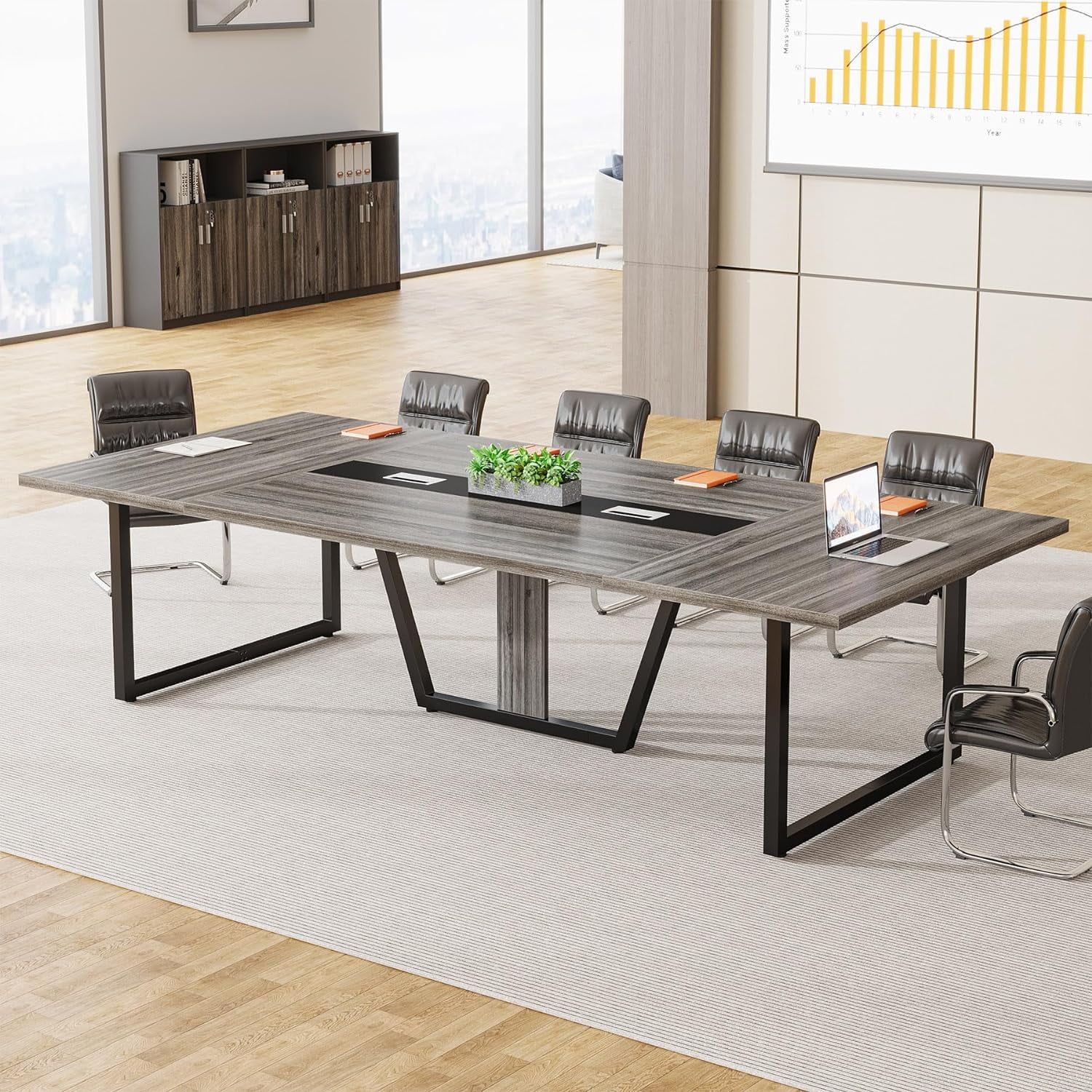 Tribesigns 8FT Conference Table, Large Meeting Table/Podcast Table for ...