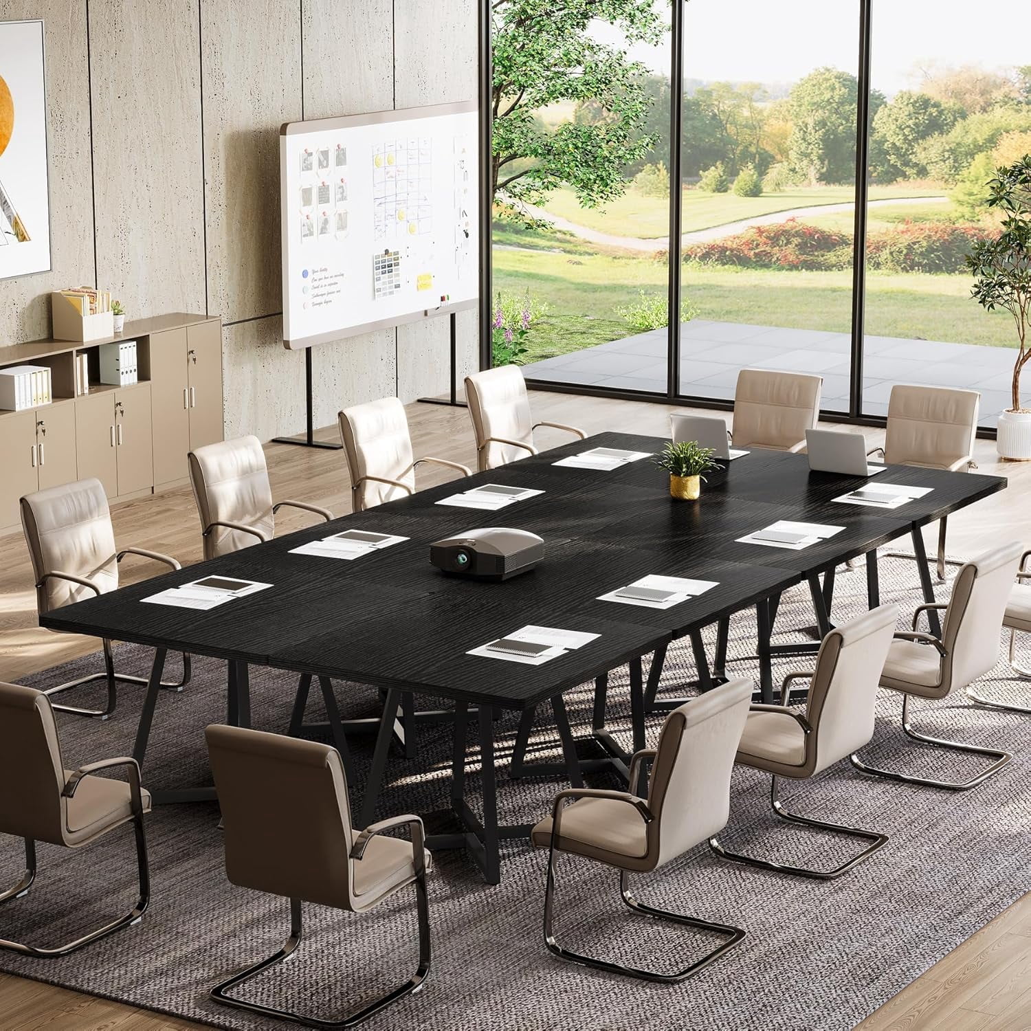 Tribesigns 8FT Industrial Conference Table Set of 6, 31.5" Square ...