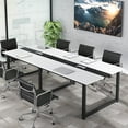 thumbnail image 1 of Tribesigns 8FT Rectangle Conference Table, 94.5 inches Wood Metal Meeting Table, White, 1 of 6