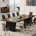 thumbnail image 1 of Tribesigns 8ft Conference Room Table, Modern Meeting Desk with Cable Management, Large Conference Table Business Seminar Furniture for Boardroom, Walnut and Black, 1PC, 1 of 5