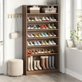 thumbnail image 1 of Tribesigns Tribesigns 9 Tier Shoe Cabinet, 40-45 Pairs Wood Freestanding Shoe Storage Cabinet, 70.9" Tall Open Storage Shoe Cabinet for Entryway, Brown, 1 of 6