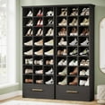 thumbnail image 1 of Tribesigns 9-Tier Shoe Storage Cabinet, 71-Inch Tall Wooden Shoe Rack, Freestanding Shoes Storage Cabinet with 24 Cubbies and Drawer for Closet, Entryway, Living Room, Black (2), 1 of 5