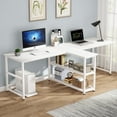 thumbnail image 1 of Tribesigns 90.5 inch Computer Desk, Extra Long Two Person Desk with Storage Shelves, Double Workstation Office Desk Study Writing Desk for Home Office, 1 of 2