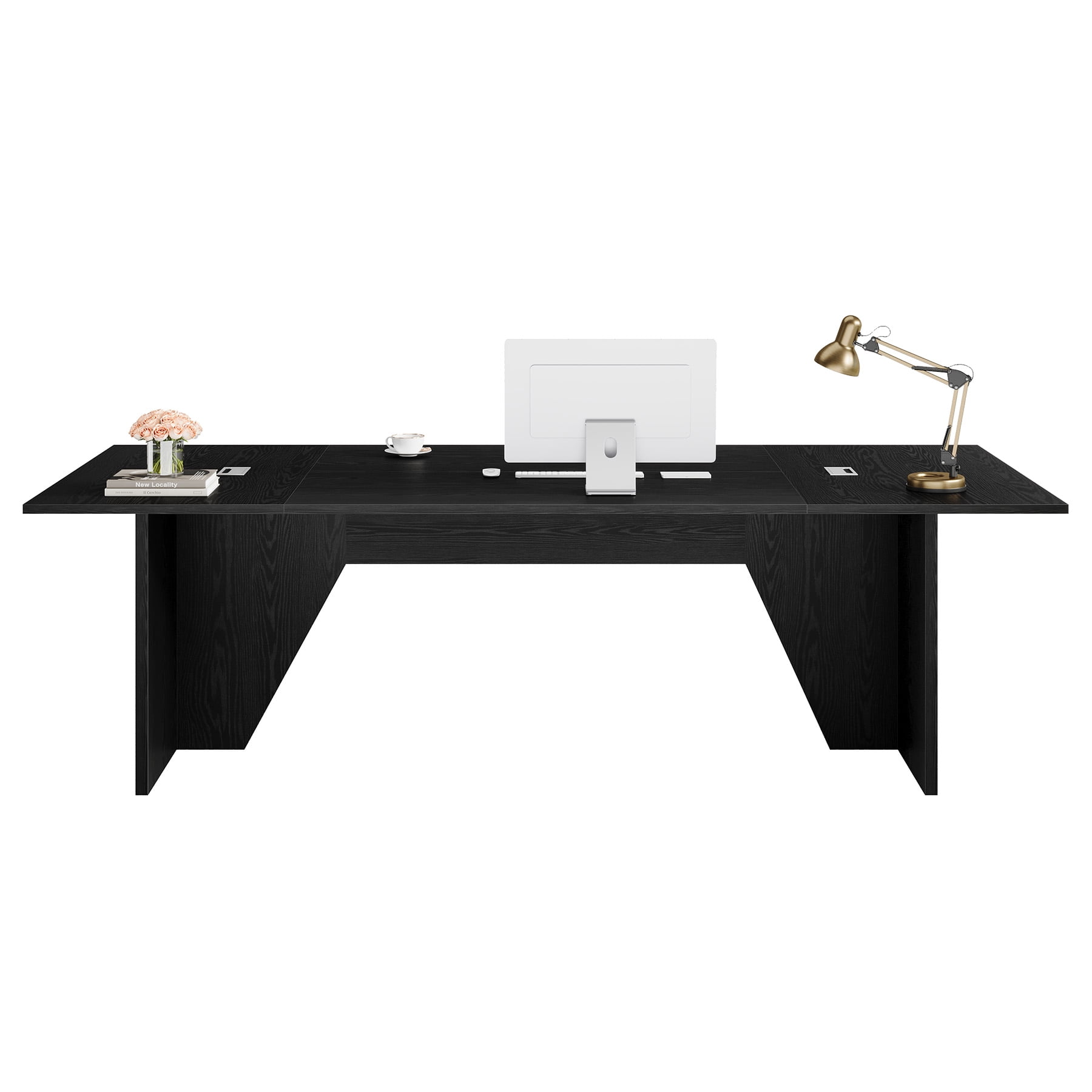 Tribesigns 92.9 Inch Large Computer Desk with Rectangle Grommet, Modern Simple Style Writing Study Work Table Workstation for Home Bedroom