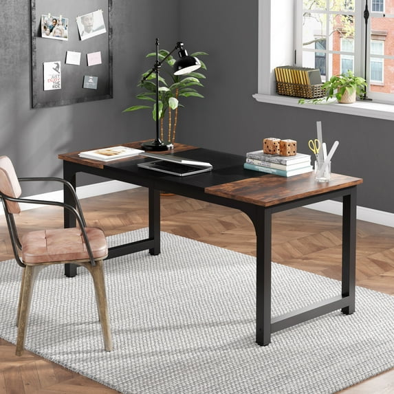 Tribesigns Adult Modern Executive Office Furniture Contemporary and Durable Desk, Rustic Brown/Black