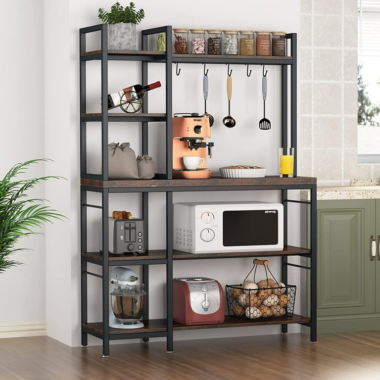 6-Tier Kitchen Bakers Rack with Hutch, Industrial Microwave Oven