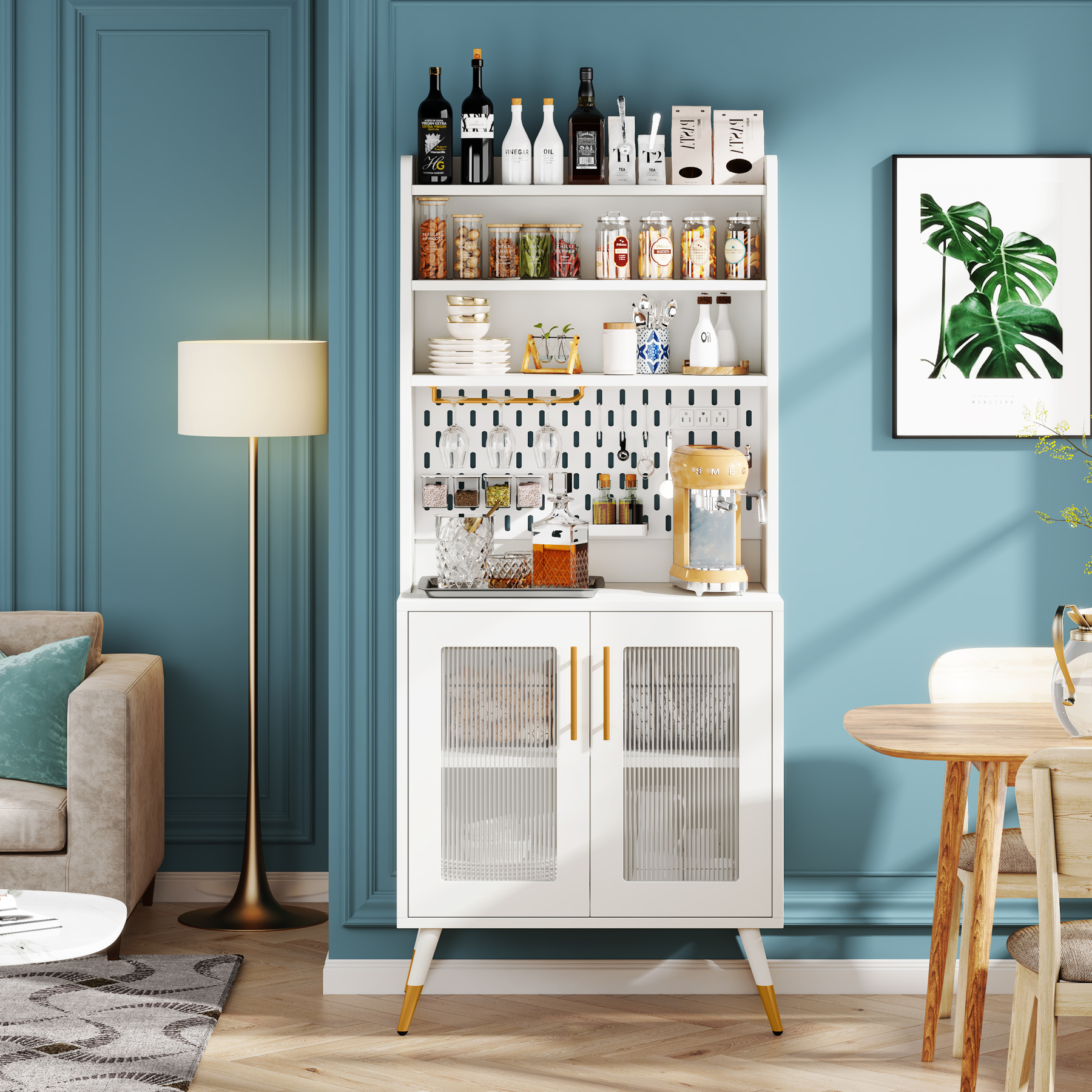 Tribesigns Bakers Rack with Power Outlet, 6 Tier Coffee Bar Microwave