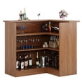 thumbnail image 1 of Tribesigns Bar Cabinet, L-Shaped Home Bar Unit, 4-Tier Liquor Table with Storage Shelves & Wine Glass Holder, Corner Wine Table, Tall Cabinet Furniture for Kitchen, Living Room, Home Pub, Brown, 1 of 18