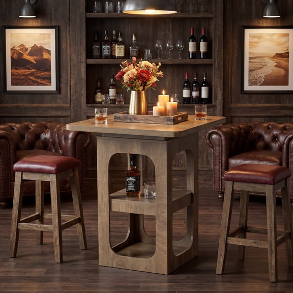 Tribesigns Bar Table, 31.5" Counter Height 2-Tier Pub Table Counter Height Pub Table with Storage for Home Kitchen, Bistro, Dining Room