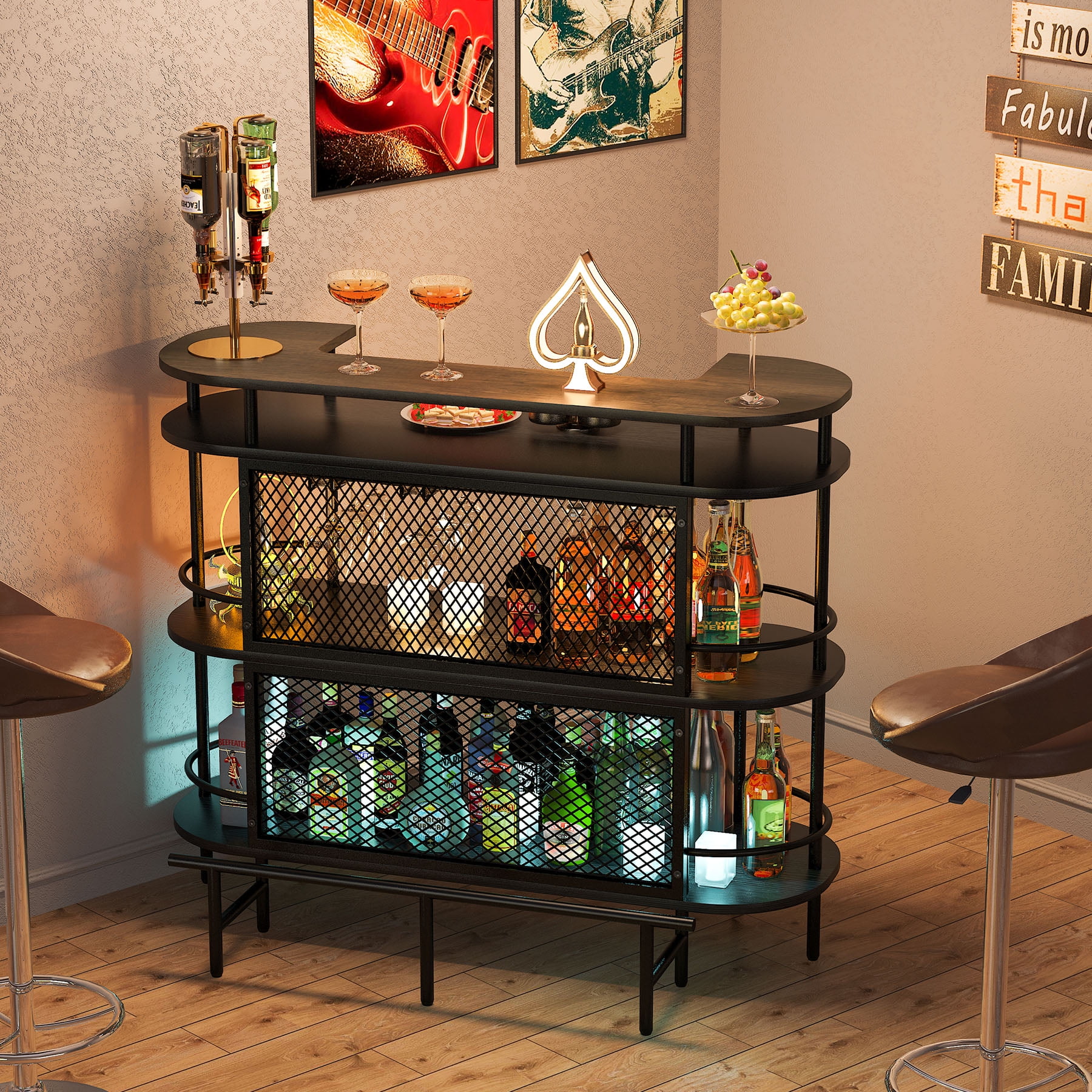 Tribesigns Bar Unit, 4 Tier Bar Table Corner Mini Bar with