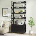 thumbnail image 1 of Tribesigns Bookshelf with Drawers, 70.8" Modern Bookcase with 2 Drawers, 5 Shelf Open Shelf for Living Room, Bedroom, Home, Office (Black, 1pc), 1 of 5