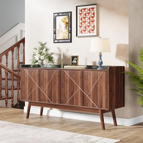 Tribesigns Buffet Cabinet with Storage, Kitchen Sideboard Buffet Table 55" Coffee Bar Cabinet with Doors for Dining Room Living Room Entryway
