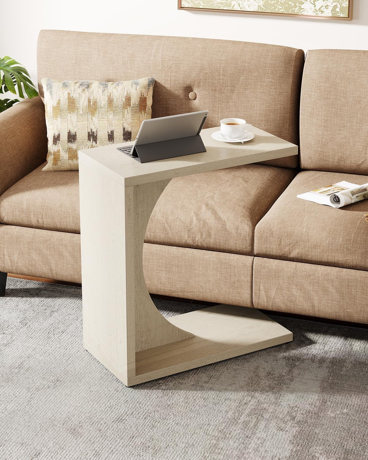 Tribesigns C-Shaped End Table, Couch Table for Small Space, Small Sofa ...