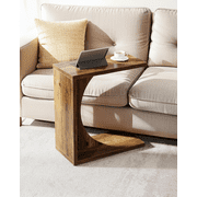 Tribesigns C-Shaped End Table for Couch, Side Table for Small Space, Sofa Tray Table for Living Room, Bedroom, Rustic Brown