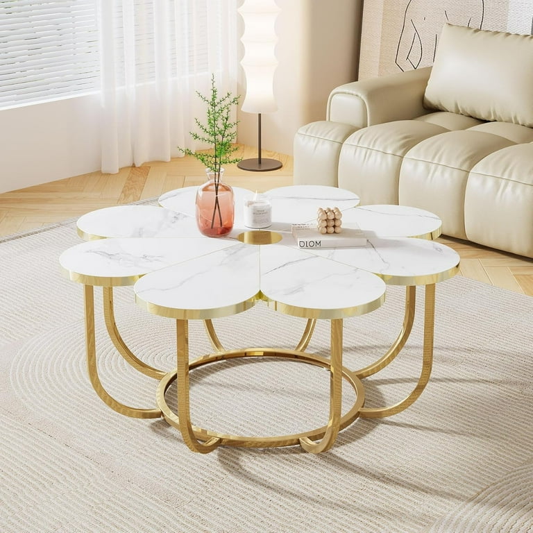 Tribesigns Coffee Table, Flower-Shaped Coffee Table, 39.37