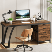 Tribesigns Computer Desk with 3 Drawers, 59-Inch PC Desk with Reversible Drawers, Industrial Study Writing Table Workstation with File Storage for Home Office, Rustic Brown
