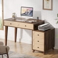 thumbnail image 1 of Tribesigns Computer Desk with 5 Drawers, 51-Inch Home Office Desk with Reversible Drawer Cabinet, Farmhouse Study Writing Table Workstation with Storage for Small Spaces, 1 of 5