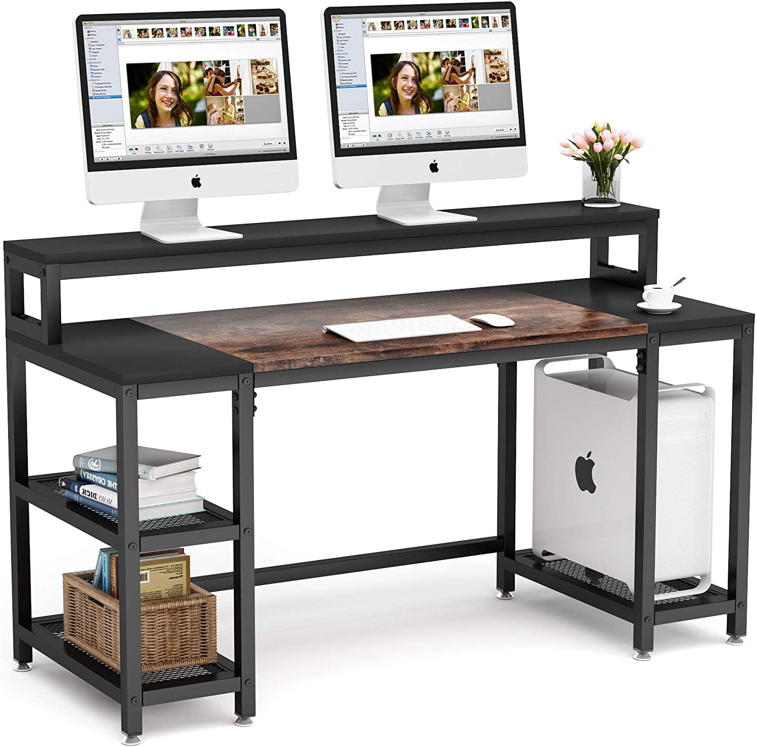  Tribesigns Computer Desk, 55 inch Large Office Desk Computer  Table Study Writing Desk for Home Office, White + White Leg : Home & Kitchen