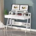 thumbnail image 1 of Tribesigns Computer Desk with 2 Drawers & Storage Hutch Shelf, 47 Inch Office Writing Desk Study Table with Bookshelf for Home Office, 1 of 8
