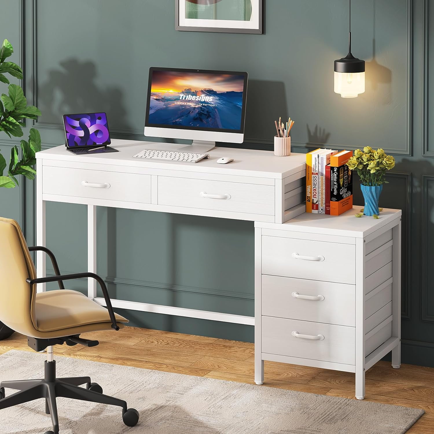 5 drawer desk white deals