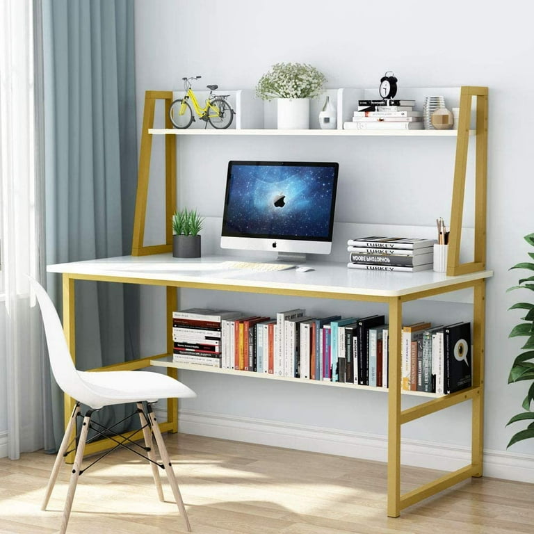 Tribesigns computer desk with hutch and bookshelf 47 inch home office desk with space saving design for small spaces deals