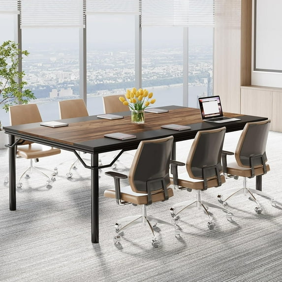 Tribesigns Conference Table, 78.7" W Meeting Seminar Table, Large Rectangle Computer Desk, Boardroom Desk, Rustic Brown
